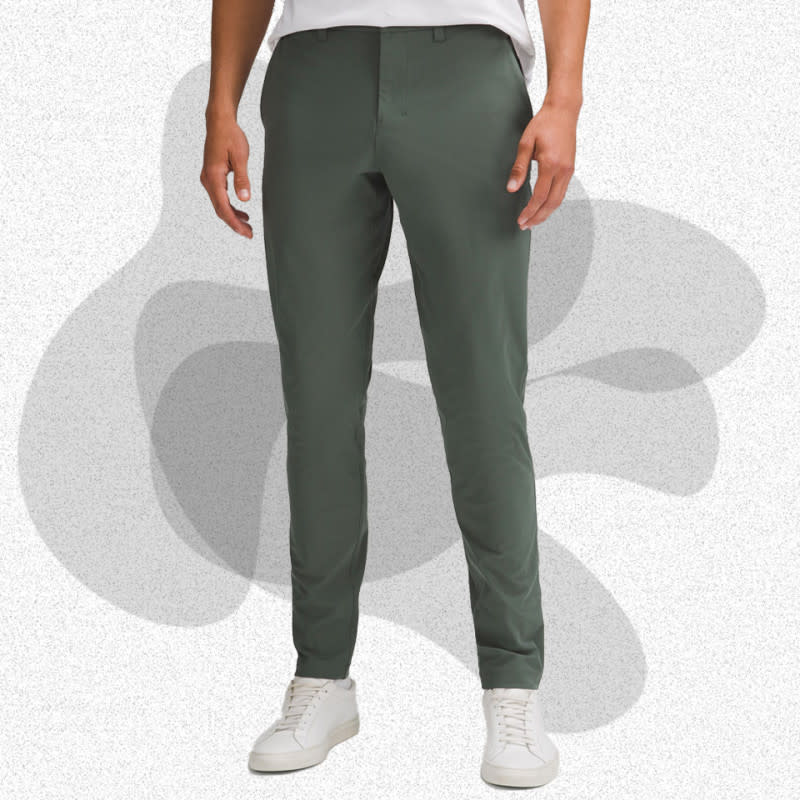 <p>Courtesy of Lululemon</p><p>Wrinkled khakis are a major fashion <em>faux pas</em>. Fortunately, Lululemon’s sporty take on the conventional khaki ensures you’ll never have to deal with that issue. The company’s proprietary Warpstreme fabric allows for unencumbered freedom of movement, good breathability, and excellent wrinkle resistance, so you can look and feel your best.</p><p>[$128; <a href="https://www.awin1.com/cread.php?awinmid=30347&awinaffid=1020595&campaign=&clickref=mj-bestkhakipantsmen-jzavaleta-0923-update&ued=https%3A%2F%2Fshop.lululemon.com%2Fp%2Fmens-trousers%2FABC-Slim-Trouser-32%2F_%2Fprod11500060%3F&platform=pl" rel="nofollow noopener" target="_blank" data-ylk="slk:lululemon.com;elm:context_link;itc:0;sec:content-canvas" class="link ">lululemon.com</a>]</p>