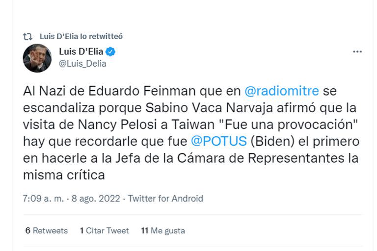 Luis D'Elia le dijo "nazi" a Eduardo Feinmann y el periodista le respondió