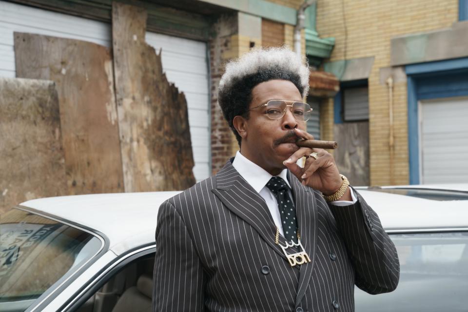 Russell Hornsby stars as Don King, the brash boxing promoter known for organizing the "Thrilla in Manilla" and "Rumble in the Jungle" fights, in Hulu's "Mike." The "Don King diet" included beignets, along with prosthetics and a wig to recreate King's signature hair.