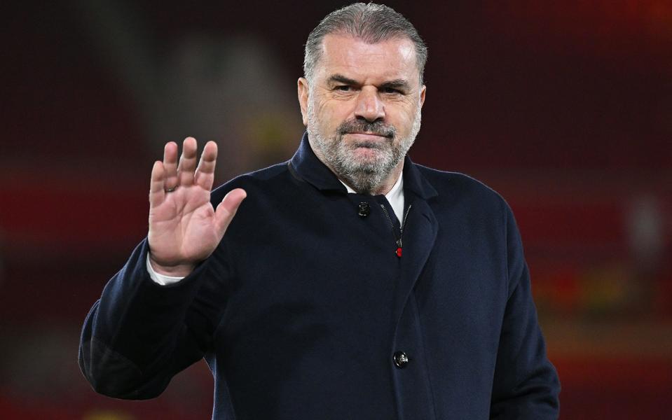 Ange Postecoglou waves after Tottenham's win over Nottingham Forest