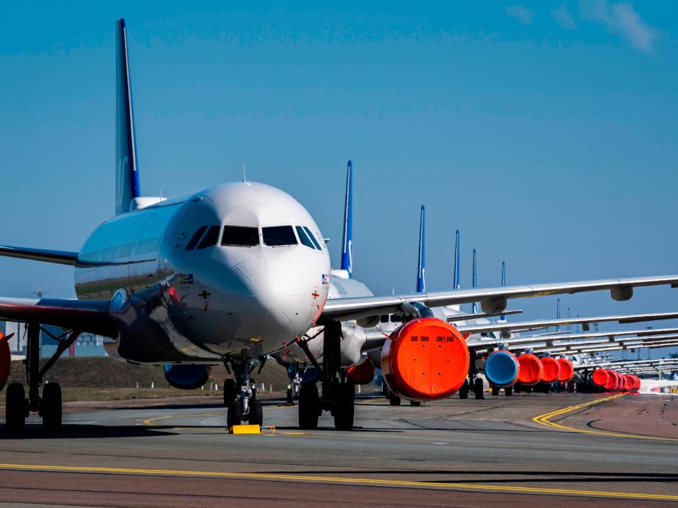 Grounded planes Scandinavian Airlines