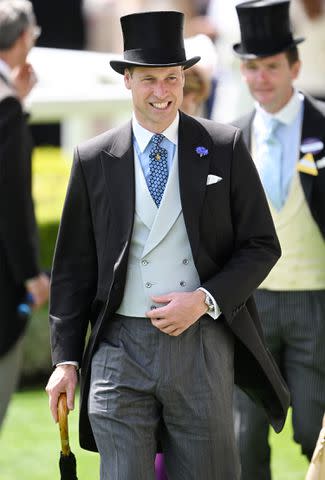 <p>Samir Hussein/WireImage</p> Prince William attends day two of the Royal Ascot on June 19, 2024.