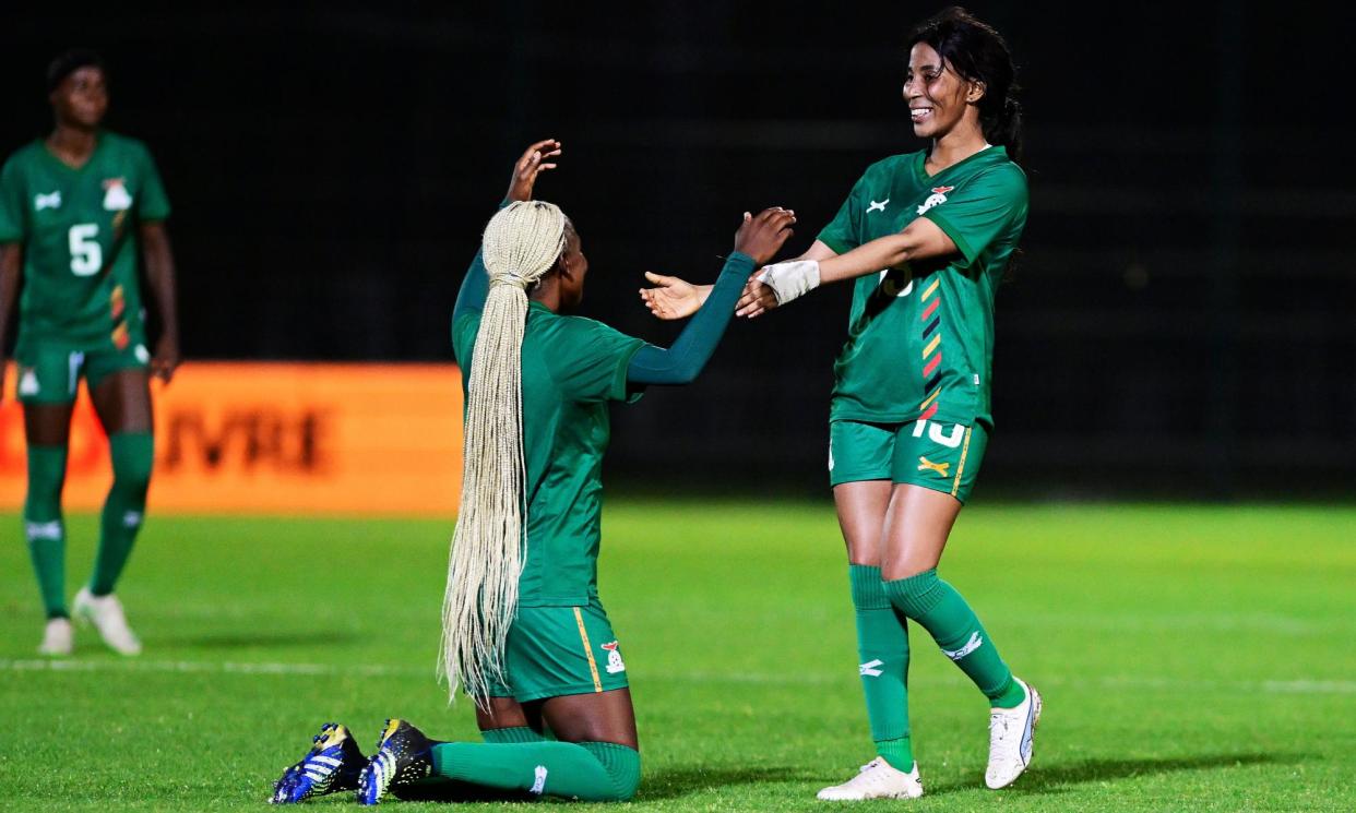 <span>Zambia celebrate after beating Morocco this month to qualify for the Olympics.</span><span>Photograph: Jalal Morchidi/EPA</span>