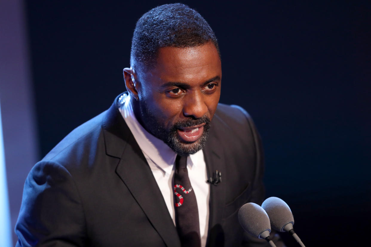 Host Idris Elba on stage during the Best FIFA Football Awards 2017 at the Palladium Theatre, London.