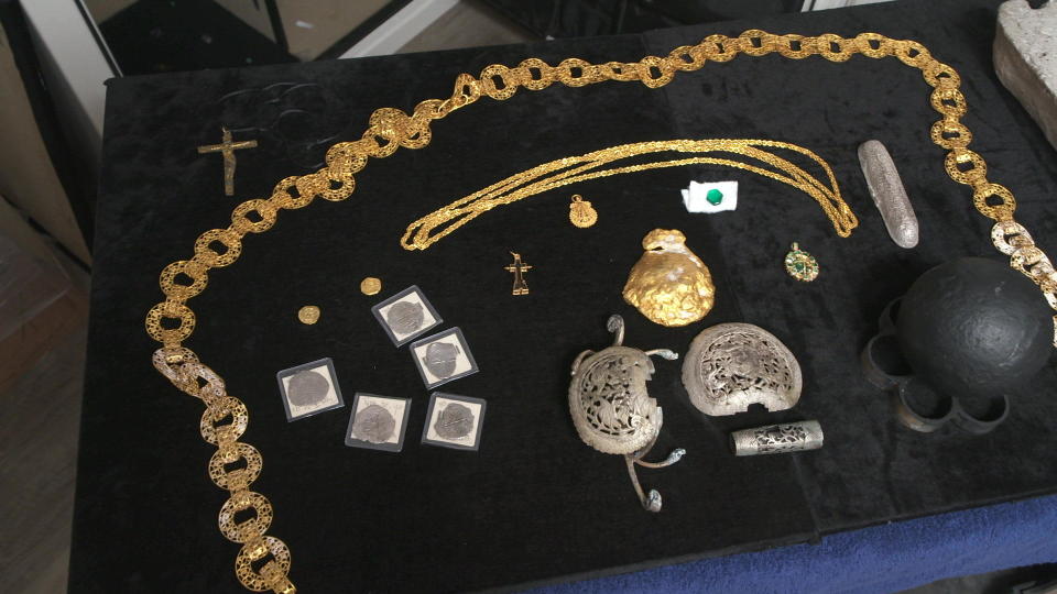 Just some of the more than 10,000 artifacts that have been rescued from the bottom of the ocean, from the wreck of the Nuestra Señora de las Maravillas.  / Credit: CBS News