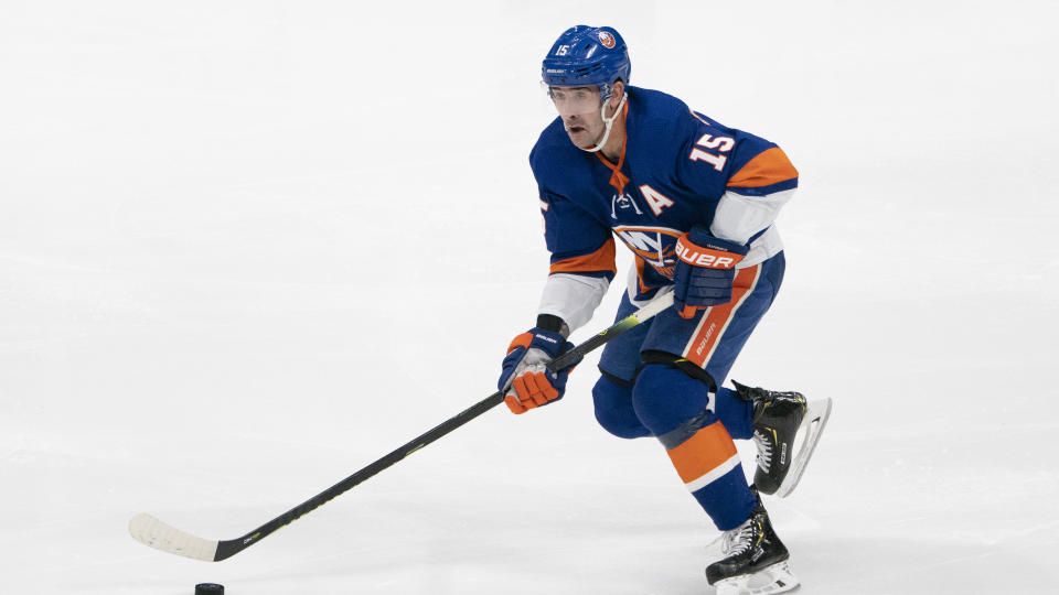 New York Islanders forward Cal Clutterbuck is out indefinitely after suffering a freak injury against the Boston Bruins. (Gregory Fisher/Icon Sportswire via Getty Images)