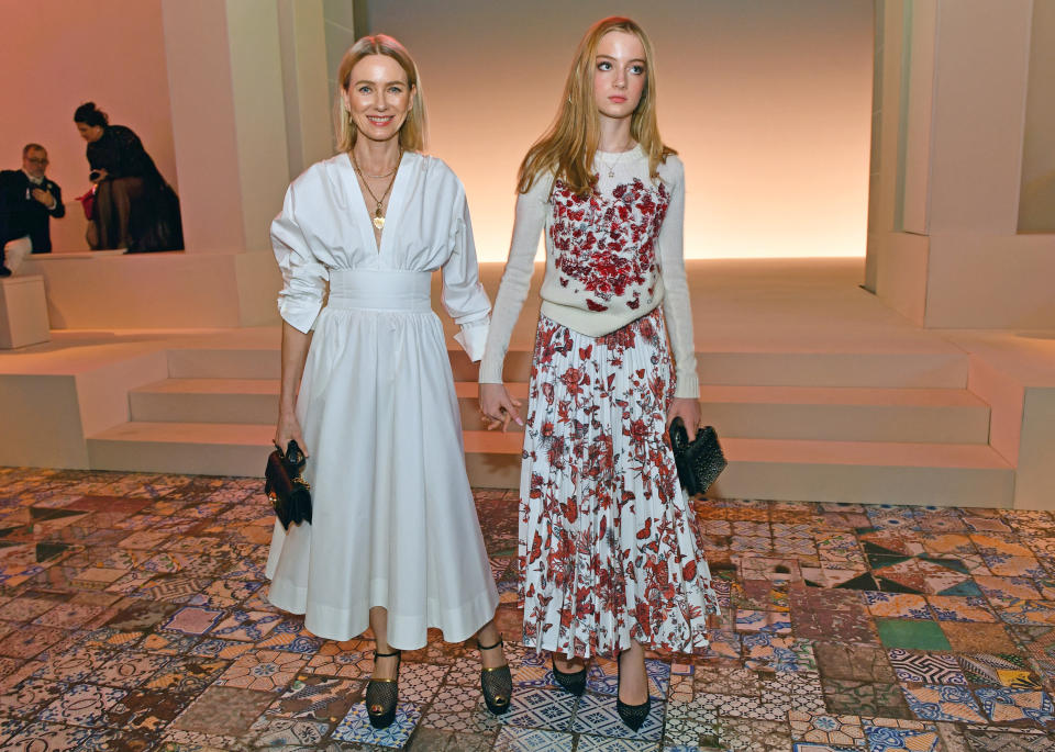 British actress Naomi Watts (L) and daughter Kai attends the Dior pre-fall fashion show at the Brooklyn Museum in Brooklyn, New York on April 15, 2024. (Photo by Andrea RENAULT / AFP) (Photo by ANDREA RENAULT/AFP via Getty Images)