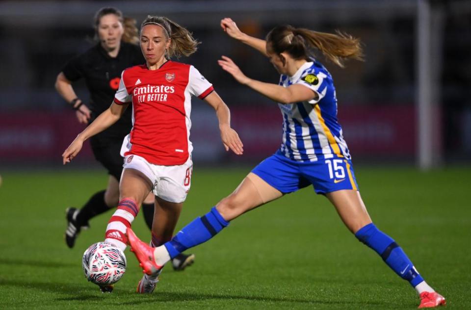 Jordan Nobbs in action against Brighton last month during Arsenal’s FA Cup semi-final win.