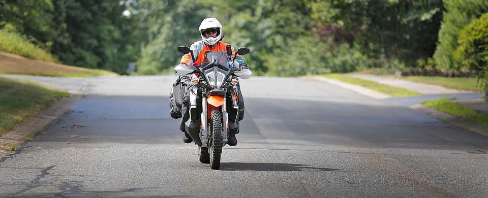 Retired Duxbury Fire Chief Kevin Nord is preparing to ride his motorcycle, a dual sport bike, across the U.S. from North Carolina to Oregon.