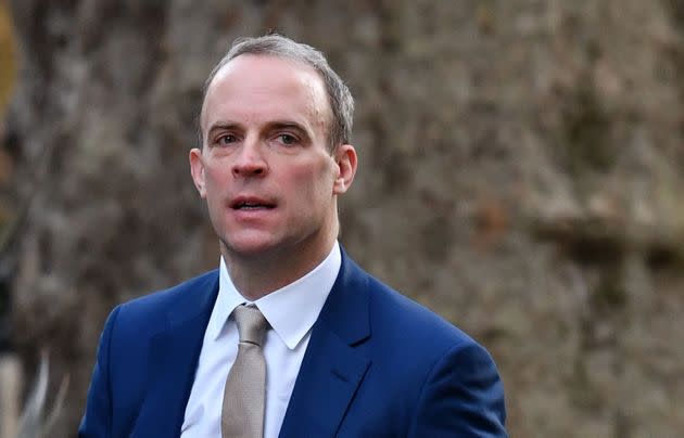 Raab said it was “very clear there is a concerted not just military buildup on the border but a threat to the democracy, the integrity of Ukraine”. (Photo: JUSTIN TALLIS via Getty Images)