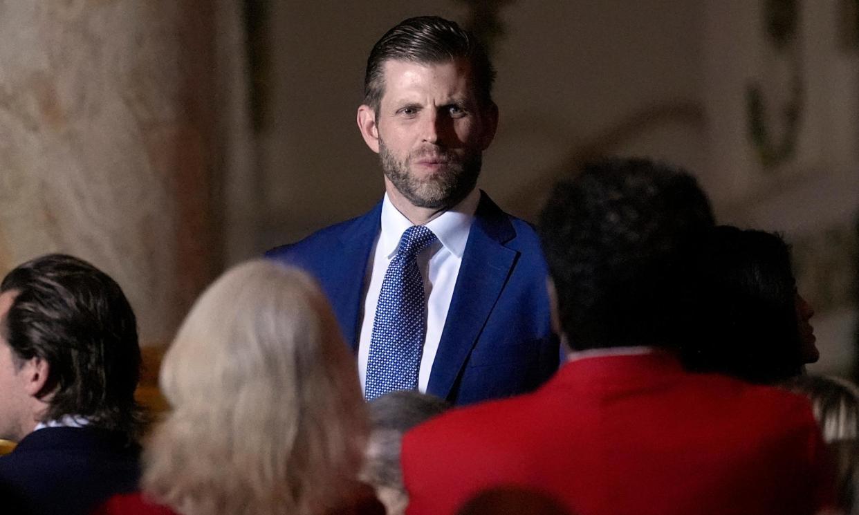 <span>Eric Trump attends a Super Tuesday election night party before his father speaks on 5 March at Mar-a-Lago in Palm Beach, Florida.</span><span>Photograph: Rebecca Blackwell/AP</span>