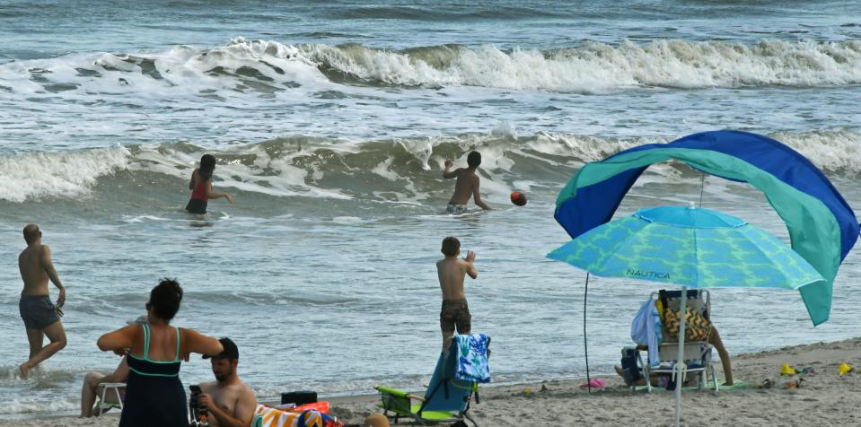 The beach at Indialantic near the 5th Avenue Boardwalk on a Sunday afternoon. There have been several drownings in this area in recent weeks.