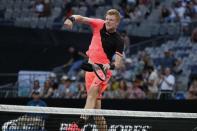 Tennis - Australian Open - Hisense Arena, Melbourne, Australia, January 21, 2018. Kyle Edmund of Britain celebrates winning his match against Andreas Seppi of Italy. REUTERS/Issei Kato