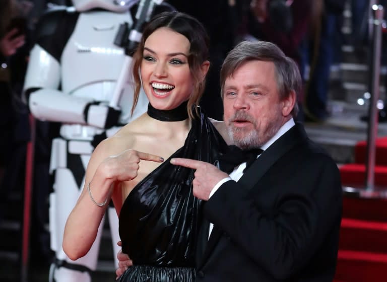 Daisy Ridley and Mark Hamill, seen earlier this month at the European premiere of 'Star Wars: The Last Jedi,' a film that Disney says has surpassed the $1 billion mark