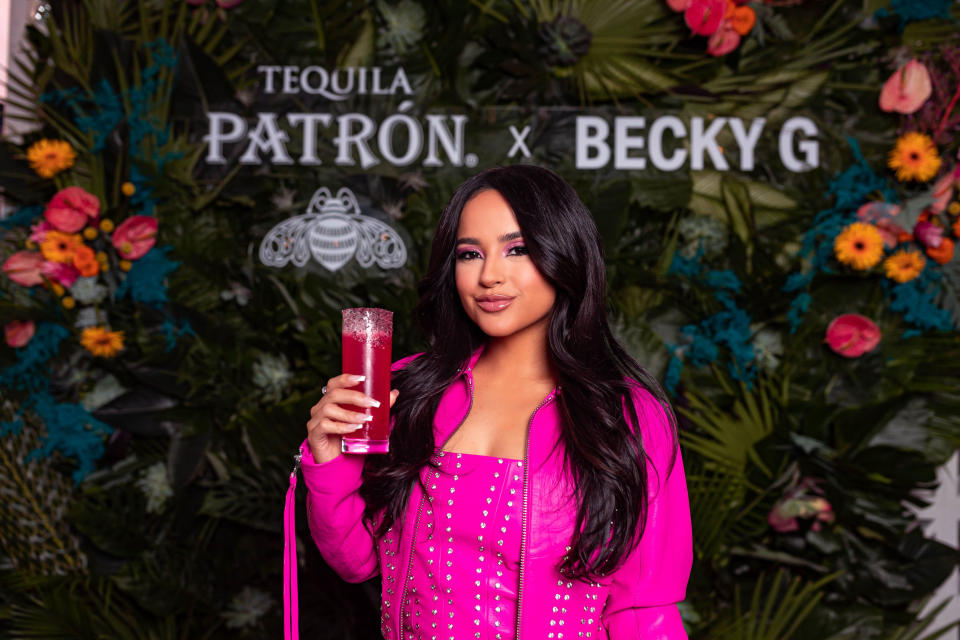 Becky G celebrating her new partnership with the tequila brand at Cha Cha Chá in Los Angeles. (Steven Blanco )