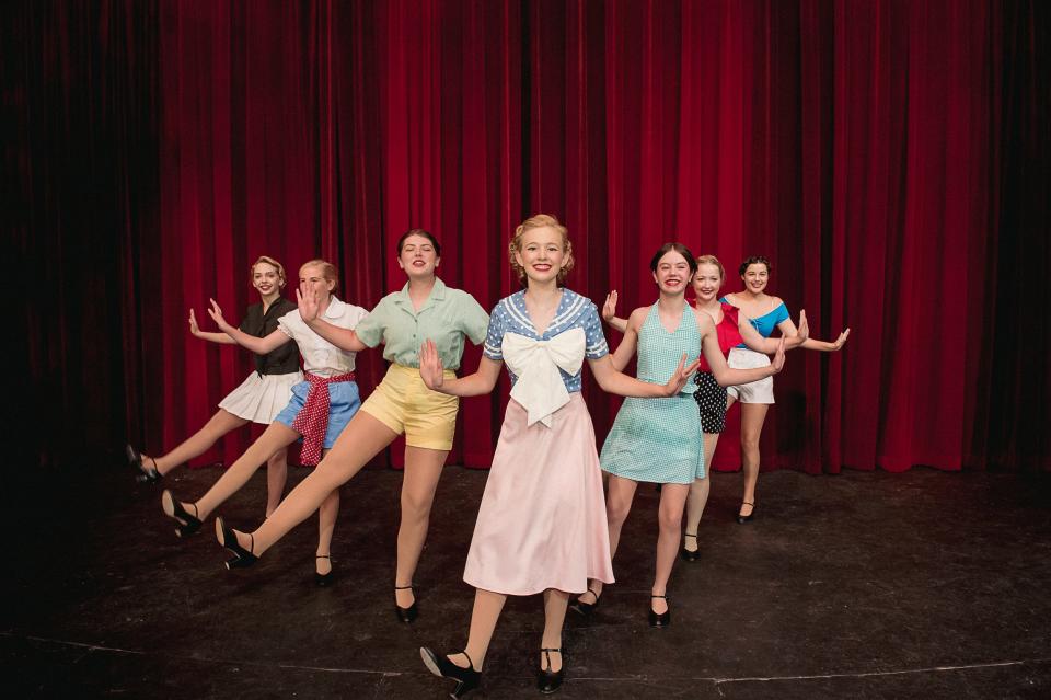 Savannah Miller, Emerson Johnston, Allie Groomer, Claire Attaway, Mattie Gillespie, Sterling Knight and Holland Wright perform for Broadway lights as a part of Amarillo Little Theatre Academy's upcoming production "42nd Street." The classic Broadway musical comes to the Allen Shankles Mainstage July 8 through July 17.