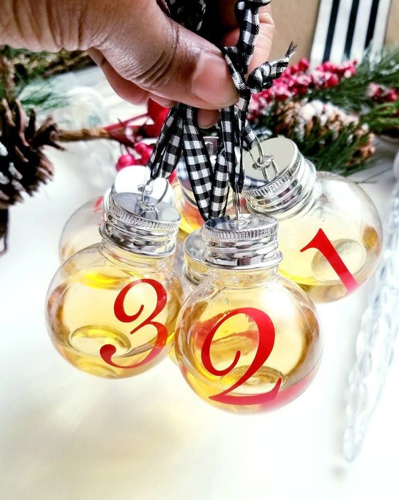11) HouseofHIJK Drinking Christmas Ornaments Set