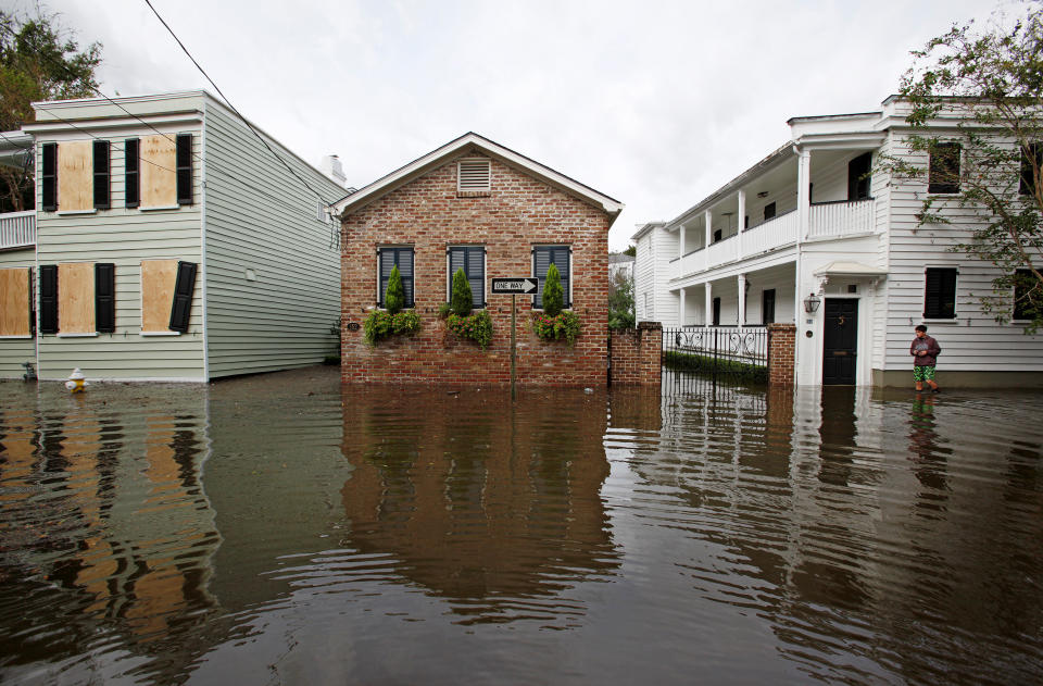 Floodwaters in Charleston, S.C., on Oct. 8, 2016, after Hurricane Matthew. (Photo: Jonathan Drake/Reuters)