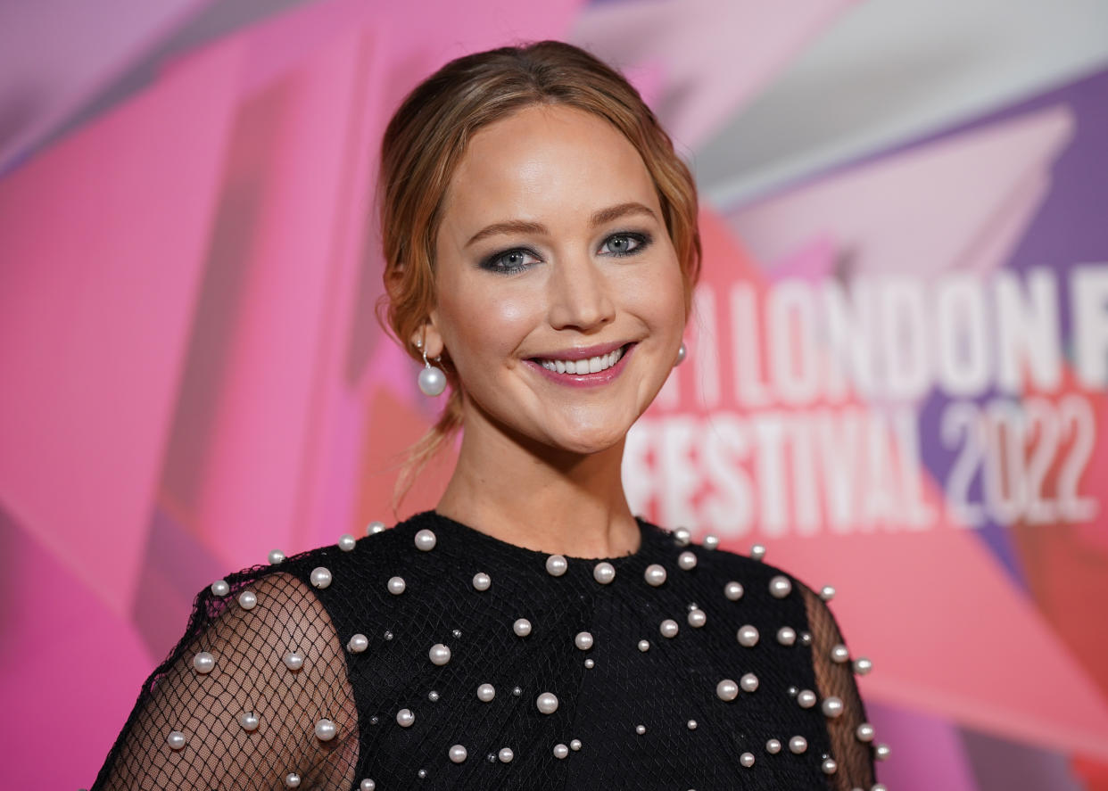 Jennifer Lawrence arrives for the European premiere of Causeway during the BFI London Film Festival 2022 at the Royal Festival Hall, Southbank Centre, London. Picture date: Thursday October 6, 2022. (Photo by Yui Mok/PA Images via Getty Images)