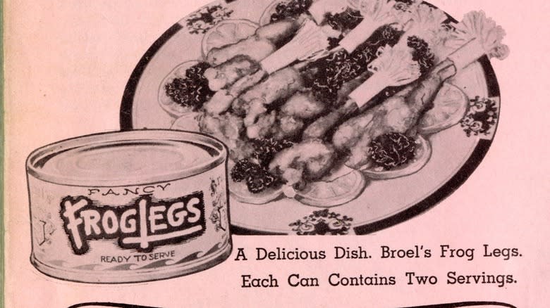 Old advertisement for canned frog legs