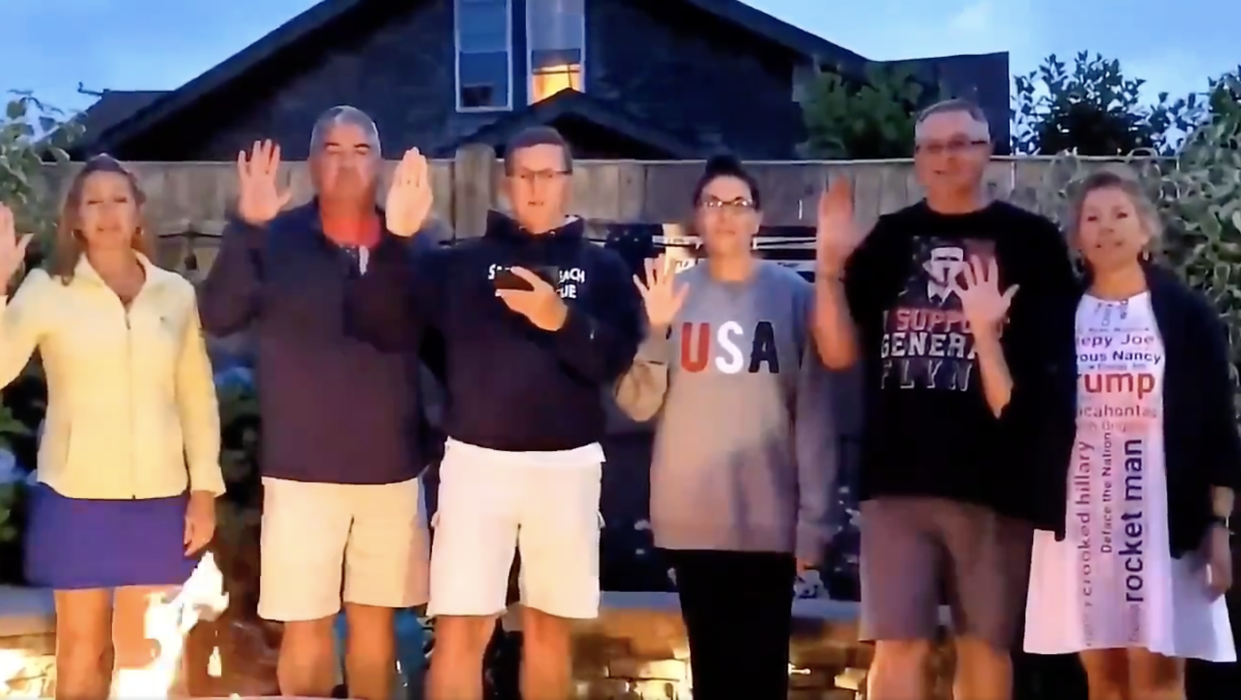 In July 2020, former national security advisor Michael Flynn posted a video of himself and his family reciting a phrase associated with the QAnon conspiracy theory (Michael Flynn)