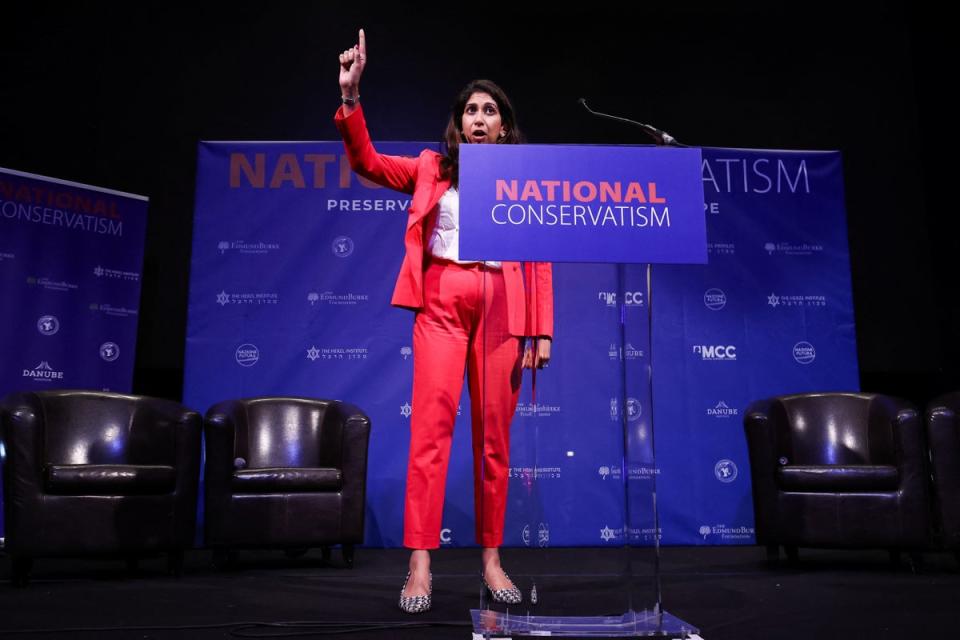 Suella Braverman was preparing to speak before police gave attendees 15 minutes to leave the venue (REUTERS)