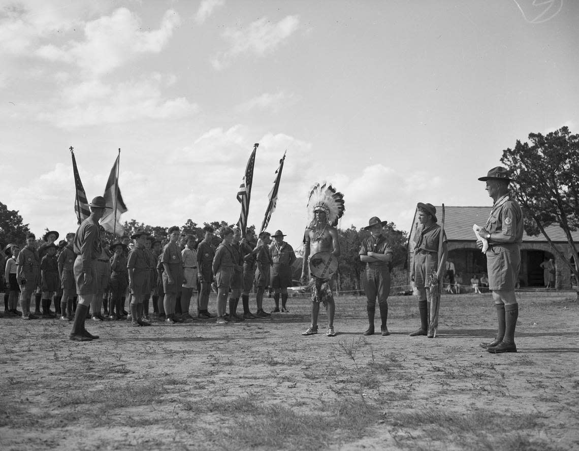 June 23, 1940: Boy Scouts at Worth Ranch. D.H.B. Todd, right. Fort Worth Star-Telegram archive/UT Arlington Special Collections