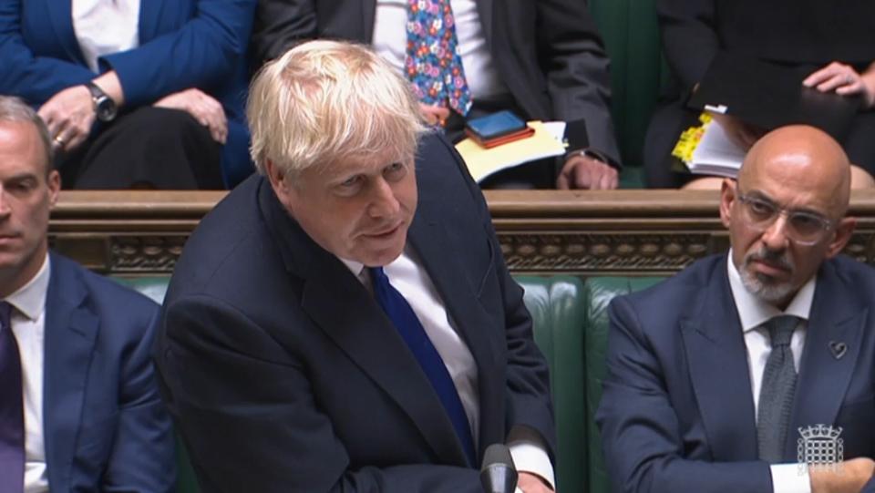 Prime Minister Boris Johnson speaks during Prime Minister's Questions in the House of Commons, London. Picture date: Wednesday July 6, 2022.