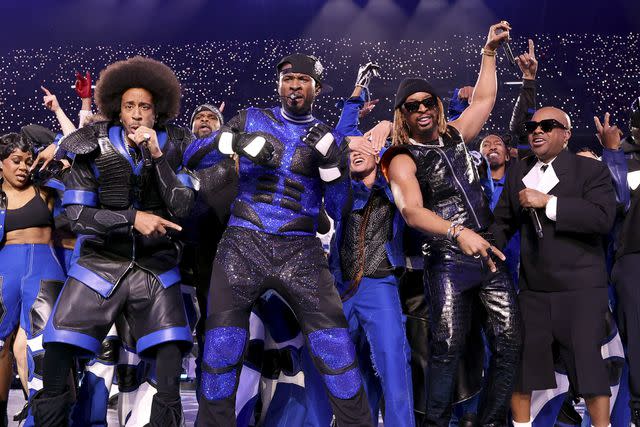 <p>Kevin Mazur/Getty</p> (L-R) Ludacris, Usher, Lil Jon, and Jermaine Dupri perform onstage during the Apple Music Super Bowl LVIII Halftime Show at Allegiant Stadium on February 11, 2024 in Las Vegas, Nevada. (Photo by Kevin Mazur/Getty Images for Roc Nation)