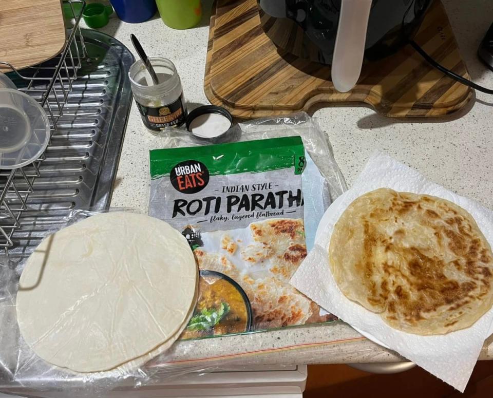 The 8-pack of Indian style Roti Paratha from Aldi sells for $4.29