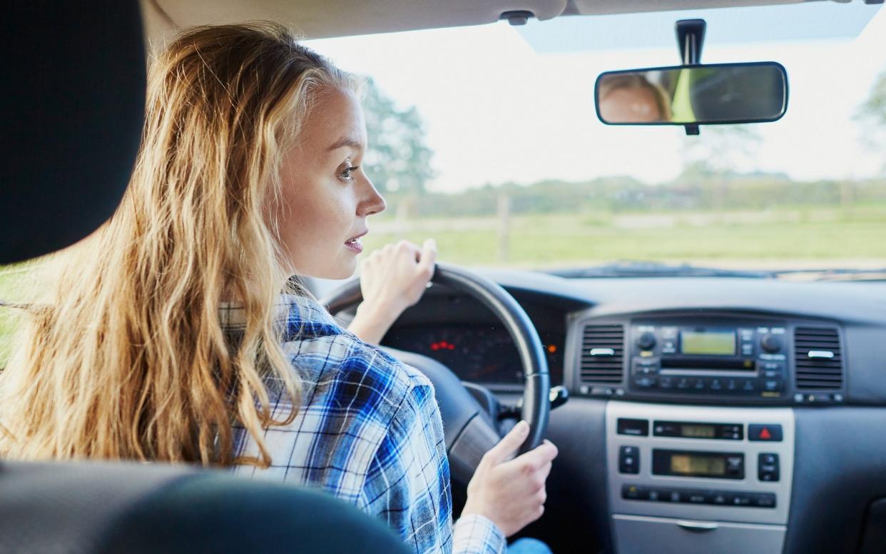 Woman driving a car