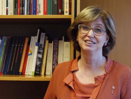 Catalonian counsellor of education Irene Rigau poses during an interview with Reuters in Barcelona June 5, 2014. For 30 years, public schools in Spain's Catalonia region have taught most subjects in Catalan, not the national Castilian Spanish language. REUTERS/Gustau Nacarino