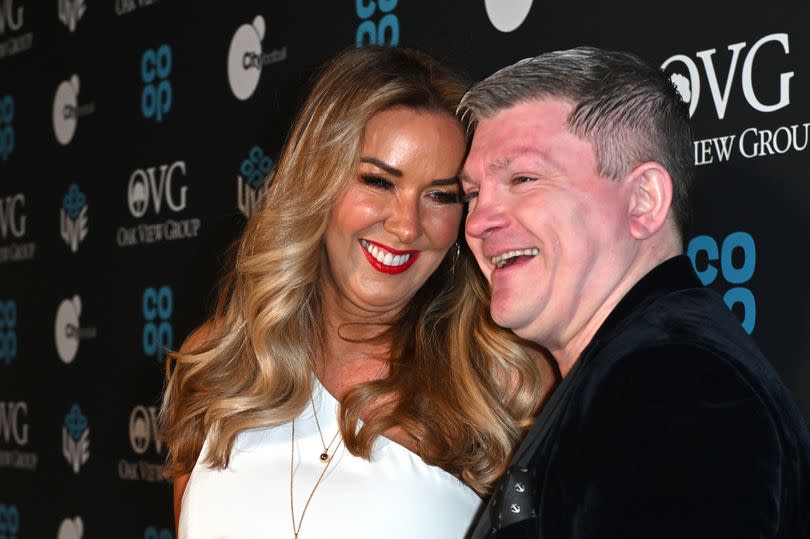 Claire with Ricky Hatton as they hit the red carpet for the first time -Credit:Getty Images for Co-op Live