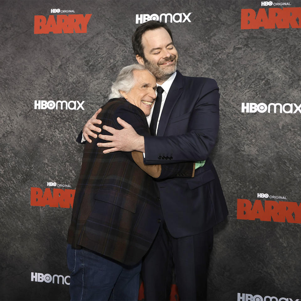 Henry Winkler and Bill Hader attend the Los Angeles Season 4 Premiere Of HBO Original Series "BARRY at Hollywood Forever on April 16, 2023 in Hollywood, California.