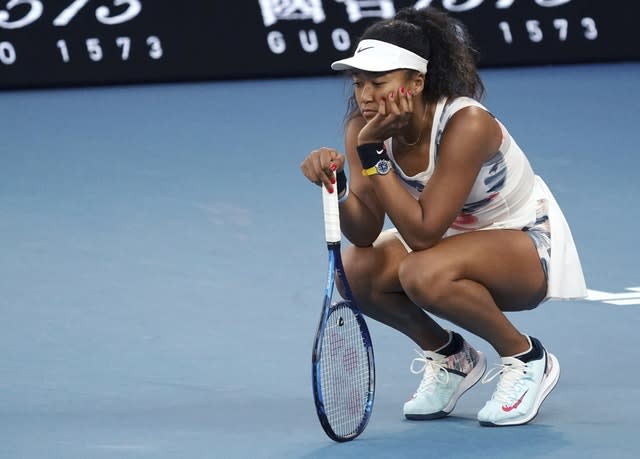Naomi Osaka looks despondent during her defeat by Coco Gauff