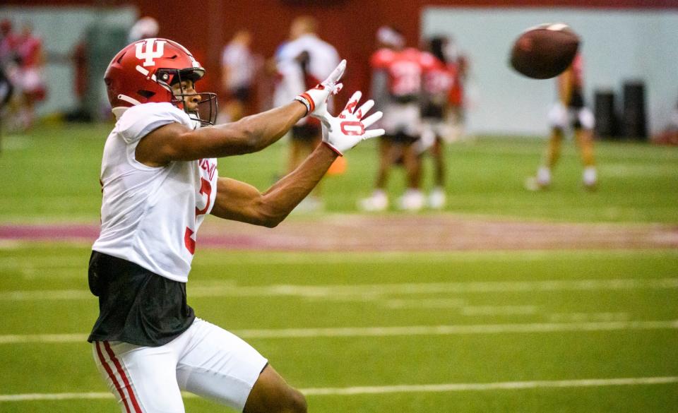Indiana's Omar Cooper Jr. (3) during practice at Indiana University on Thursday, Aug. 4, 2022.