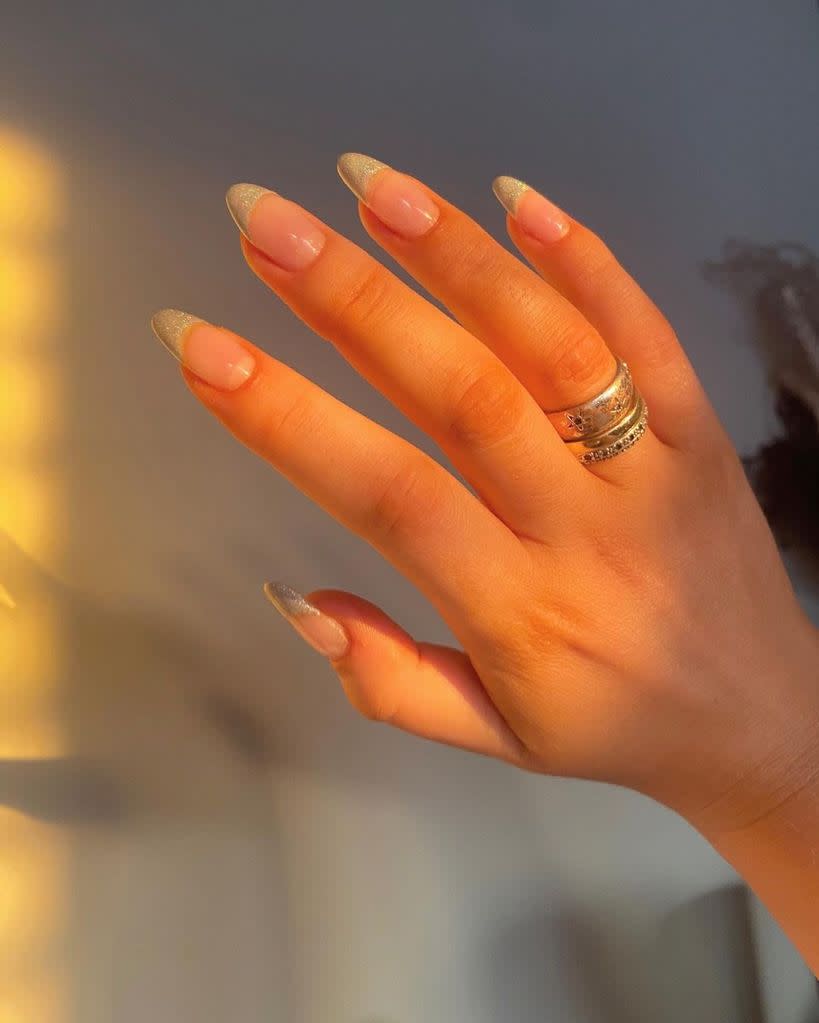 Silver chrome tip nails