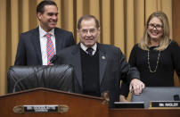 Rep. Jerrold Nadler, D-N.Y., the top Democrat on the House Judiciary Committee, arrives for the testimony of Google CEO Sundar Pichai about the internet giant's privacy security and data collection, on Capitol Hill in Washington, Tuesday, Dec. 11, 2018. Nadler is the incoming chairman of the Judiciary panel when the Domocrats take over the majority role in January. (AP Photo/J. Scott Applewhite)