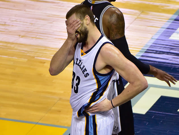 Marc Gasol struggled at times against San Antonio. (Getty Images)