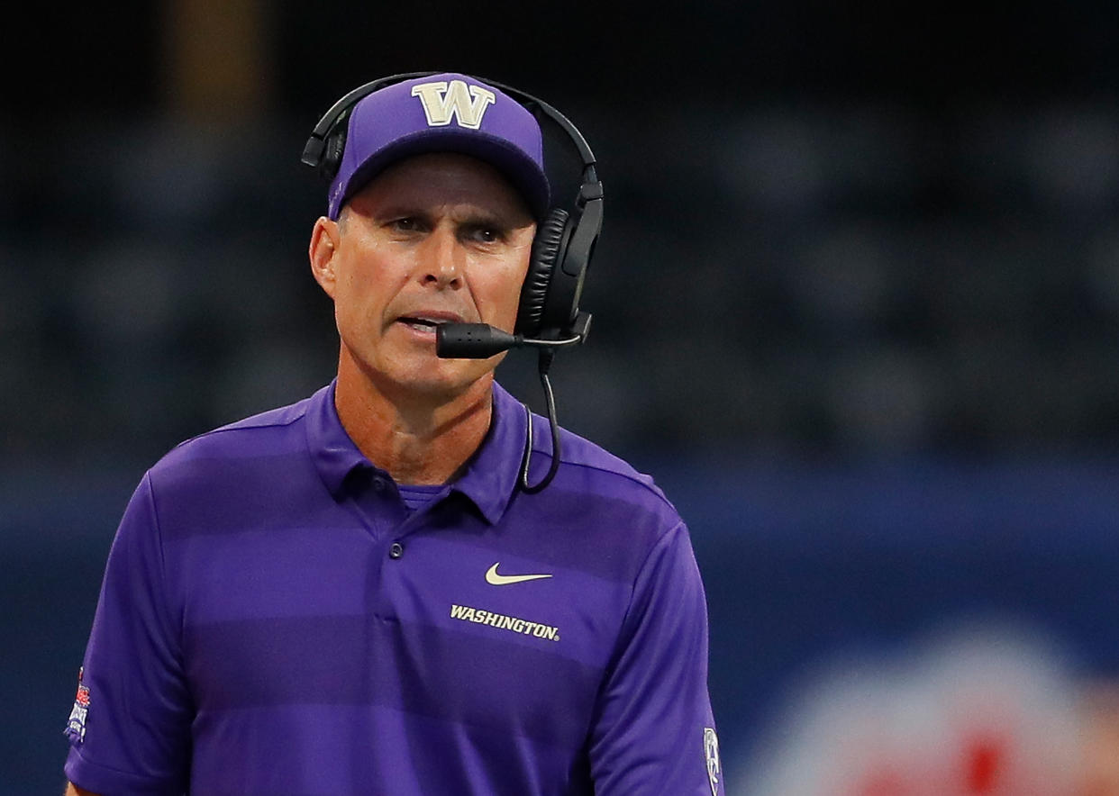 ESPN’s Mark Jones took another shot at Washington on Twitter on Sunday. The Pac-12 on Monday announced that Jones will not be calling any Huskies games this season as a result. (Getty Images)