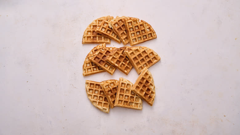 waffle pieces on table