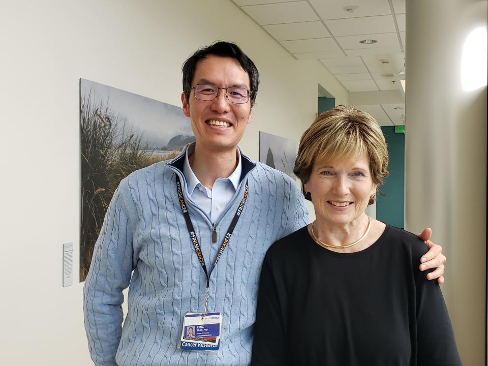 Providence Foundation oncologist Eric Tran and his pancreatic cancer patient Kathy Wilkes.