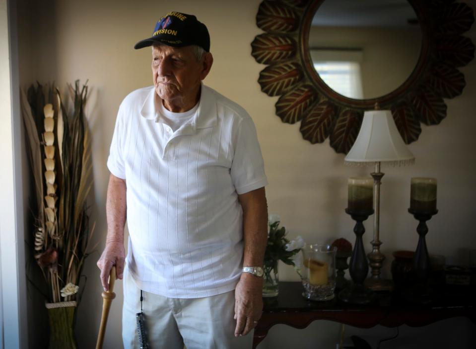 World War II veteran George Mason in Palm Beach Gardens on Wednesday, November 12, 2014. “The day I left,” Mason said, “I made some comment like, ‘I’ll give them hell'.”