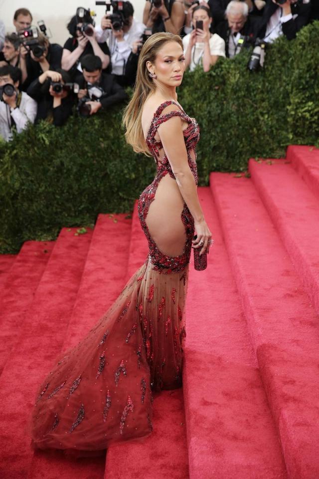 Jennifer Lopez Wears Barely-There Velvet Dress at 'Halftime' Premiere