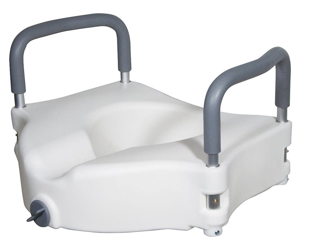 Drive Medical Elevated Raised Toilet Seat with Removable Padded Arms