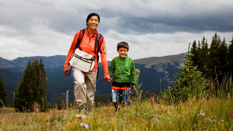 Mother and Son hiking in Colorado