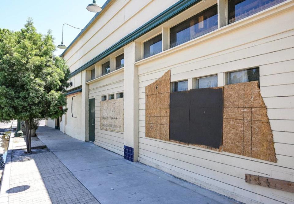 The location of the old Wild Blue Yonder on Fulton near Olive in the Tower District is now boarded up years after the iconic music venue closed.