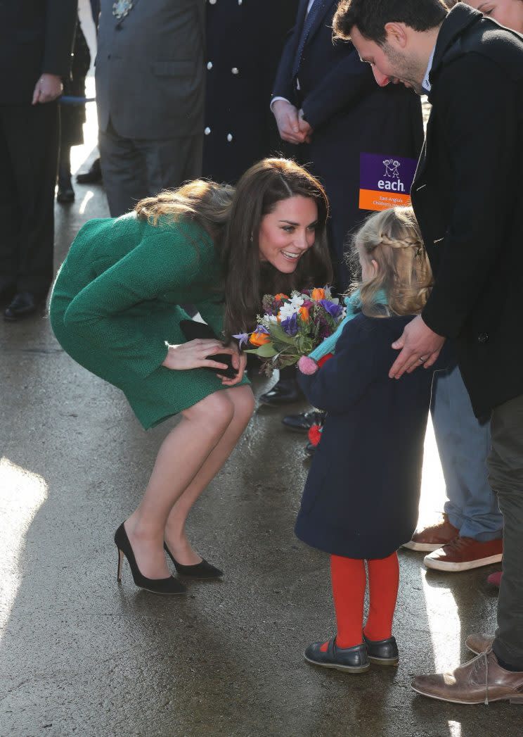 Many children took time out of school to meet the Duchess with one even giving her a hand-drawn portrait [Photo: PA]