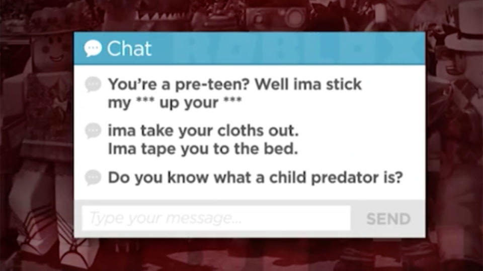 A 12-year-old girl was sent explicit messages within an online game. Source: 7News