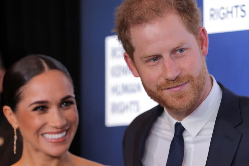 FILE PHOTO: The Duke and Duchess of Sussex, Harry and Meghan, attend the 2022 Robert F. Kennedy Human Rights Ripple of Hope Award Gala in New York City